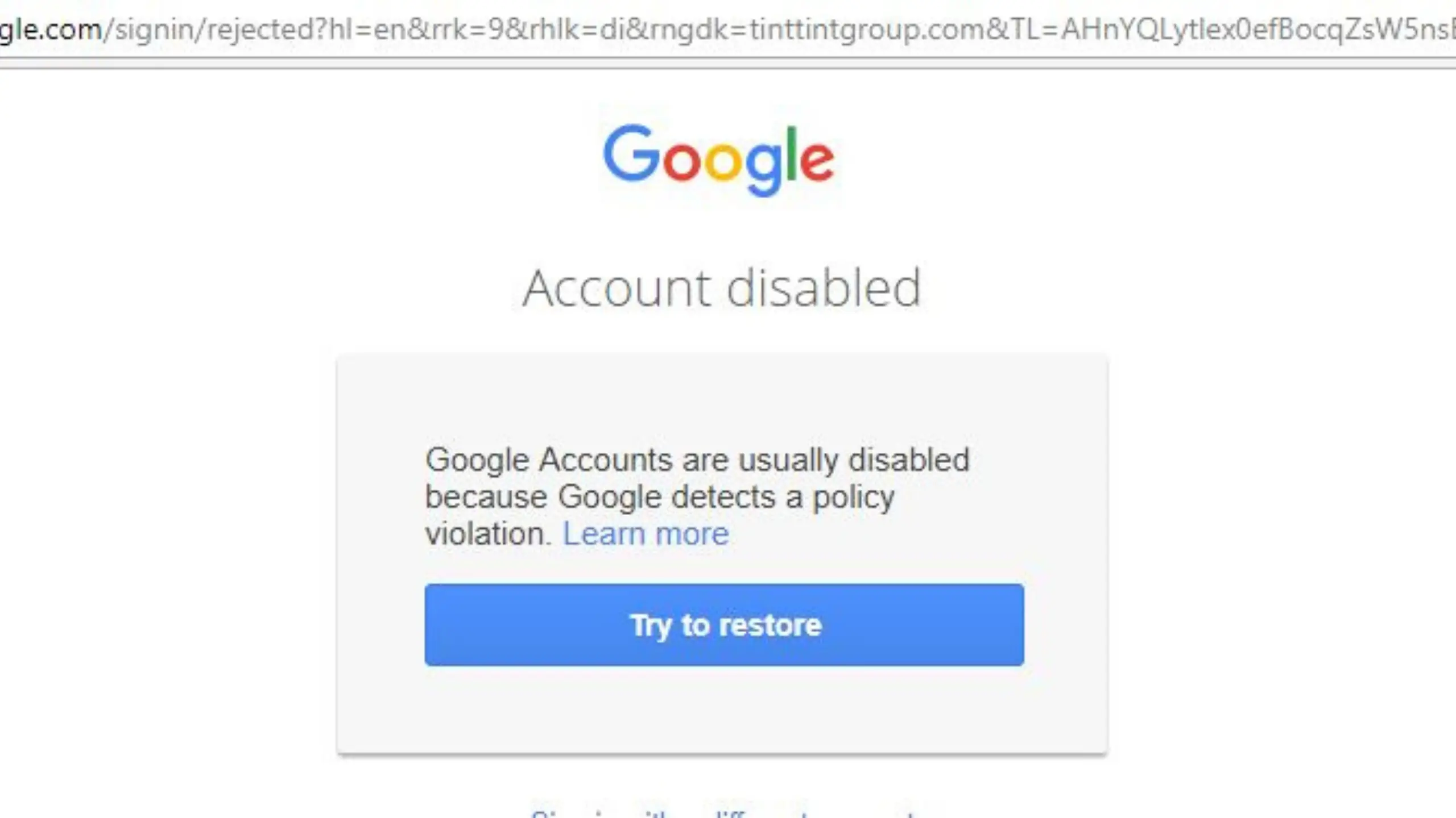 google account disabled