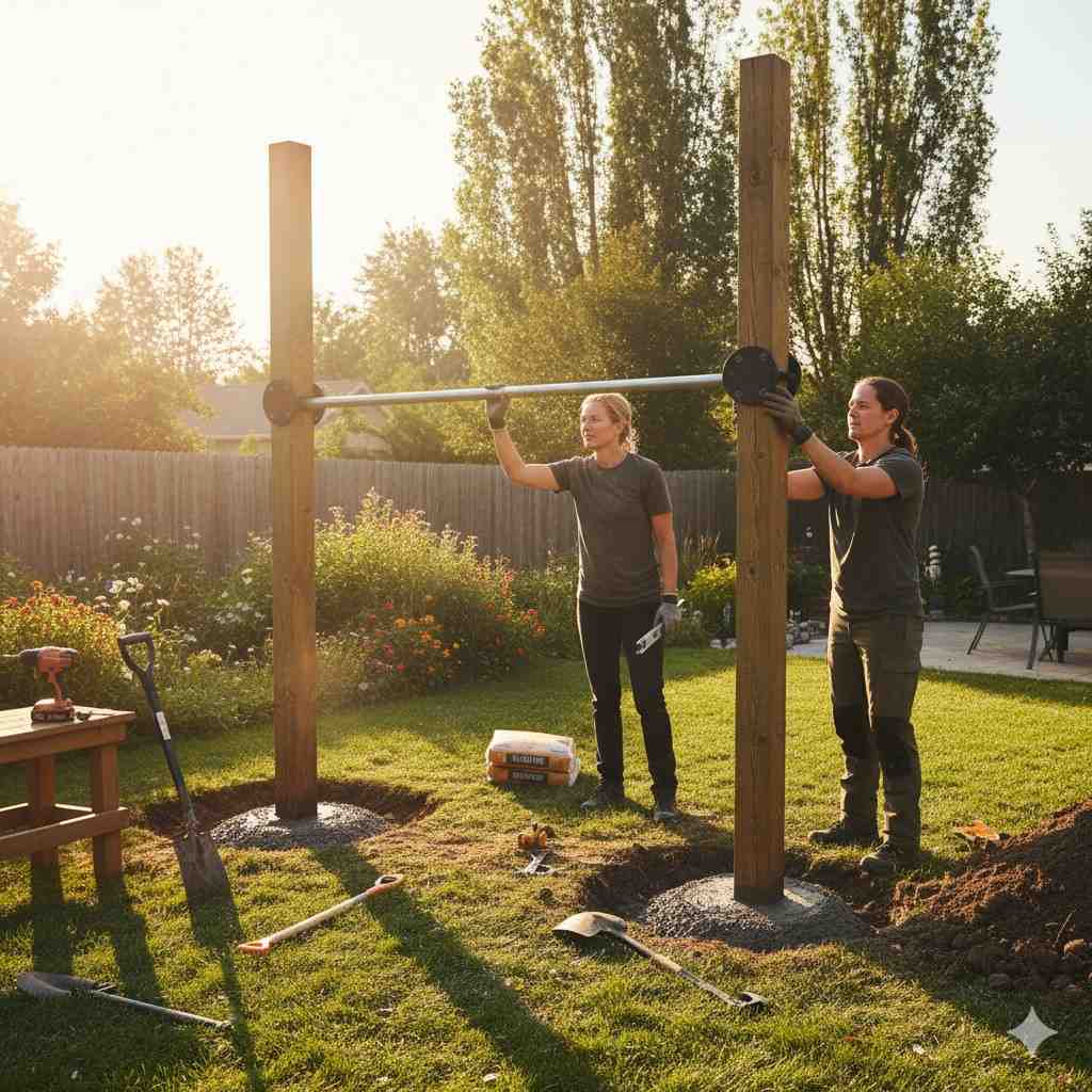 For Outdoor (Freestanding) DIY Pull Up Bar)