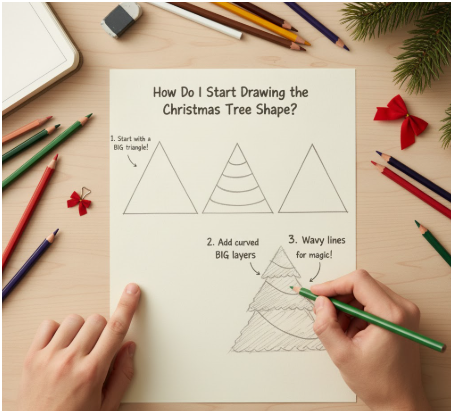 How Do I Start Drawing the Christmas Tree Shape?