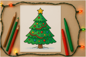 christmas tree drawing easy