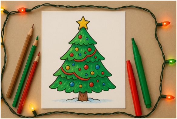 christmas tree drawing easy