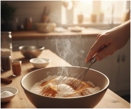 Mix the dry ingredients- cinnamon muffins recipe