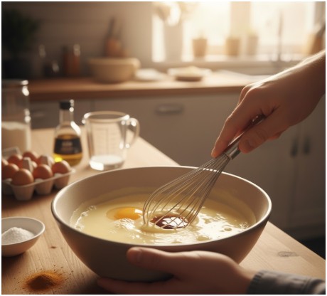 Mix the wet ingredients- cinnamon muffins recipe
