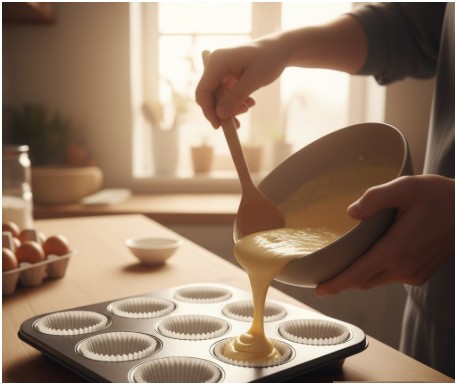 Fill the muffin cups- cinnamon muffins recipe