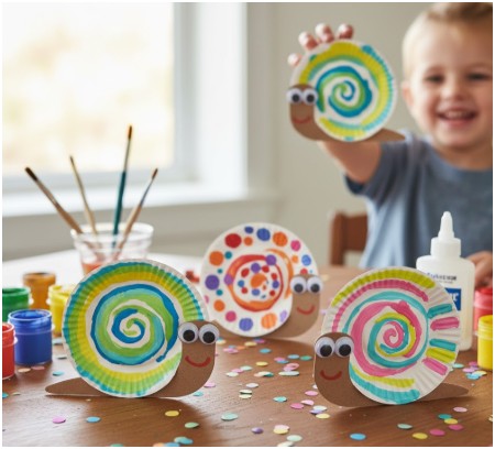 Paper Plate Snails- paper crafts for kids