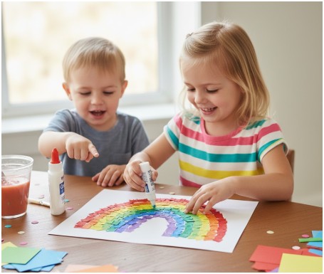 a Rainbow Mosaic- paper crafts for kids