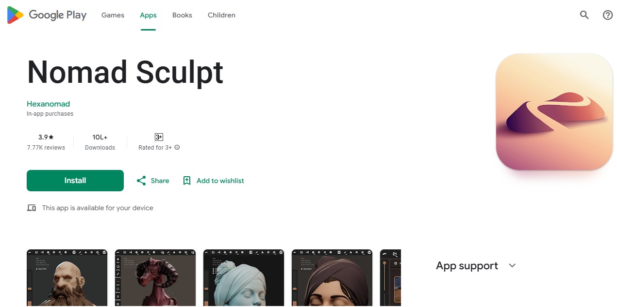 Nomad Sculpt — Sculpt Anywhere, Anytime (iOS, iPadOS, Android)