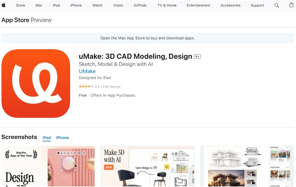 uMake — Sketch Ideas Directly in 3D (iOS, iPadOS)